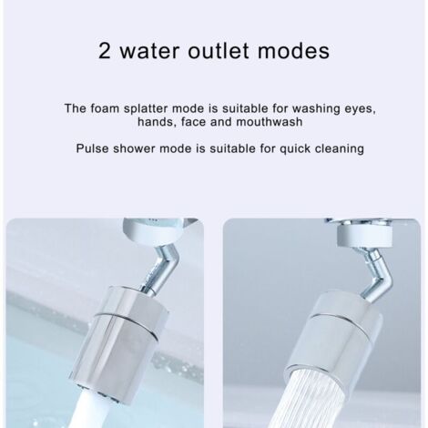 RANRANHOME Filtre Splash Robinet, 720 ° Rotatif Robinet Pulvérisateur Tête Anti-éclaboussures Et économies D'eau Avec 4 Couches Filtre Net, Mode De Sortie Double Robinet Ronde Universel,2pcs