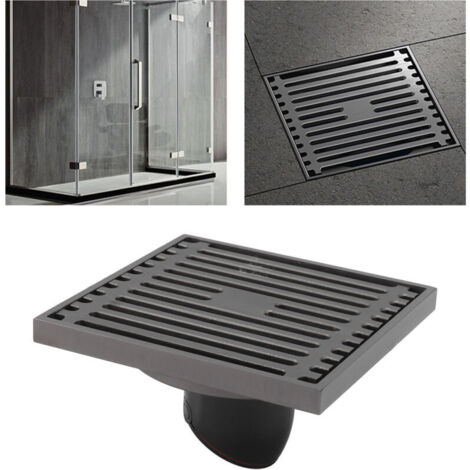 Siphon de sol carré en laiton pour douche, WC, Machine à laver avec couvercle amovible, gris mat (1/5)
