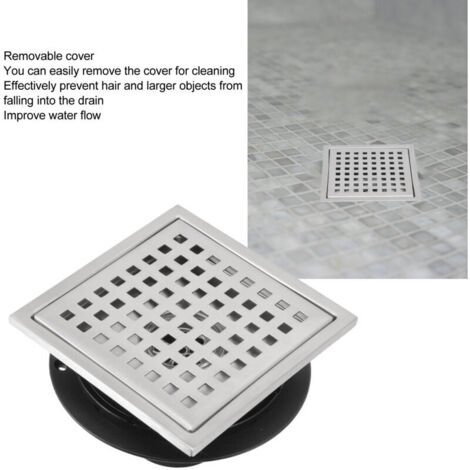 Drain de douche en acier inoxydable, sol carré résistant à la rouille, avec couvercle amovible, pour salle de bains, cuisine, balcon (1/5)
