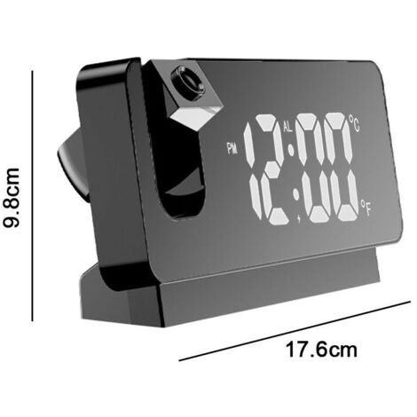 Réveil Projecteur LED Pour Chambre - Heure Et Température Sur Mur/plafond, Réglage Auto Luminosité, 12/24h