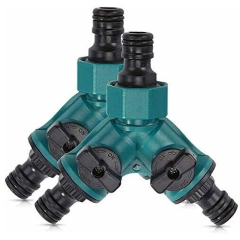 Lot de 2, raccord de tuyau, vanne à 2 voies pour raccord rapide de tuyau, vanne de contrôle de l'eau, vanne d'arrêt à 2 voies, séparateur, robinet 3/4 (1/5)