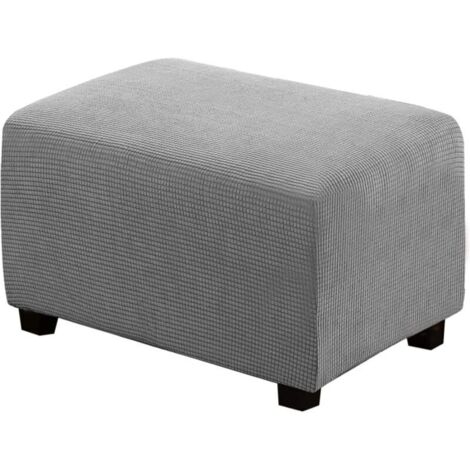 Housse de Pouf carrée Extensible en Peluche, Housses de Repose-Pieds en Jacquard Doux pour protéger Le Repose-Pieds, Housse de Pouf avec Fond élastique, Lavable en Machine - S-gris clair-- (1/5)