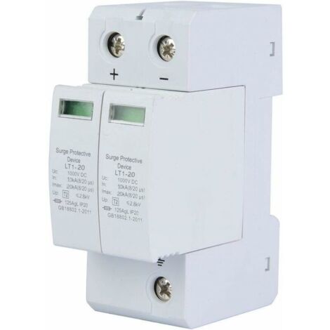 Dispositif de Protection contre les Surtensions, 2P DC1000V Parafoudre Photovoltaïque sur Rail de Guidage 36mm Coque Ignifuge PC (2P 20KA)-- (1/5)
