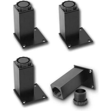 Pieds de Meuble de Salle de Bain Lot de 4 Design: Noir Mat Hauteur : 18 cm (+1.5cm) reglable, 5-40cm en Option Forme Angulaire: 3.8 x 3.8 cm Matériel: Aluminium Vis Inclus--
