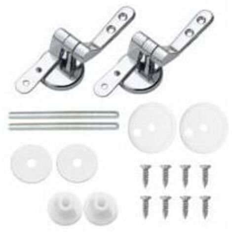 Attaches Charnière Abattant WC, Lot de 2 Charnières de Rechange pour Lunette de Toilette avec Fixations en Alliage-- (1/5)