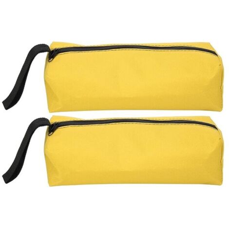Lot de 2 petites pochettes à outils, 25 X 8,5 X 7 cm pochette de rangement portable multifonctionnelle en polyester 600D avec sangle de suspension et fermeture à glissière (jaune) (1/5)