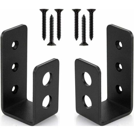 Lot de 2 supports de porte en acier robuste pour porte de 2 x 4, barre de sécurité en forme de U-- (1/5)