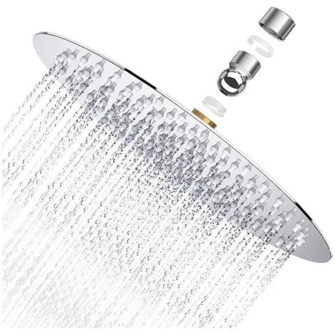 Pomme de douche puissante, pomme de douche ronde 8" en acier inoxydable AISI304, douche pluie fine 20x20cm, pomme de douche fixe étanche à l'eau (1/5)