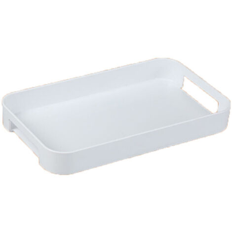 Plateau De Service Blanc Avec Poignées Plateau De Service Rectangulaire Empilable En Plastique--