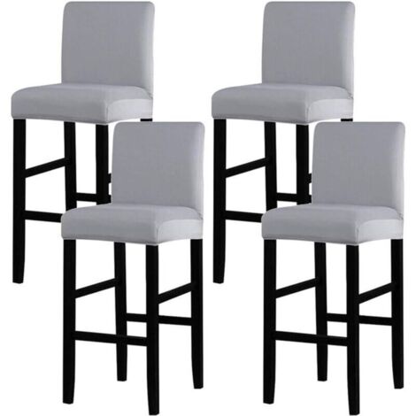 4 Pièces Housse de Chaise de Tabouret de Bar Couverture de Chaise de pub Amovible et Extensible Gris-- (1/5)