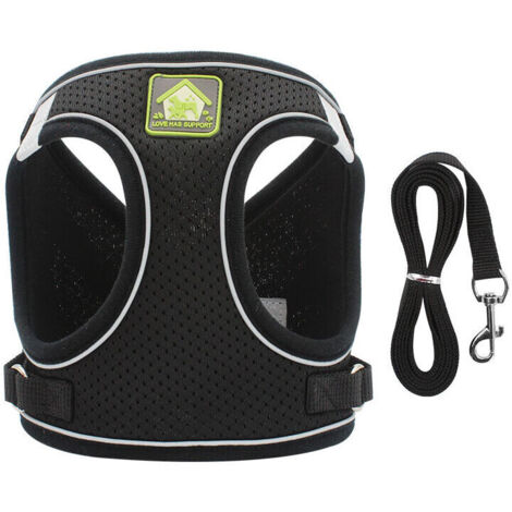 Colliers, Harnais et Laisses pour Chats Harnais Chaton Anti évasion Réfléchissant Réglable Harnet pour Chat Gilet Respirant Harnais Petit Chien (XS,Noir)--