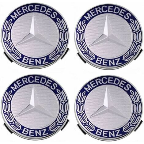 Lot de 4 cache-moyeux compatibles avec Mercedes Benz 75 mm - Bleu, (1/5)