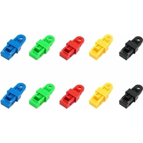 Jeu de 10 Pince pour bache,tendeur Elastique,Clips pour bache,Attache bache,tendeur bache,Pince bache,poignée de Verrouillage Robuste et réglable pour bâche et Toile d'ombrage(10pc)-- (1/5)