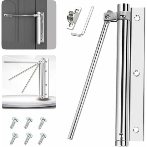 Automatique Ferme-porte Réglable Fermeture De Porte 1 Pièce Ressorts De Ferme-Porte Ferme-Porte Alliage d'Aluminium Fermeture à Ressort Automatique Ferme-Porte En Acier Inoxydable - Argent-- (1/5)