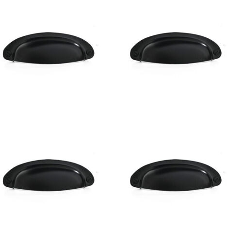 4PCS Poignée Coquille Rétro Poignee de Meuble Vintage Bouton Tiroir Poignée avec Vis pour Placards Armoire Commode Tiroirs (B-417 noir) (1/5)