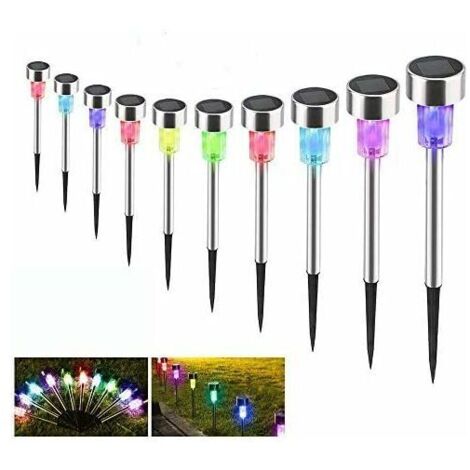 Lampe de jardin solaire extérieure, 10pcs lampe de jardin LED sans fil décoration éclairage solaire solaire pour chemin de pelouse étanche IP65 automatique lumière multicolore rechargeable [Classe éne (1/3)