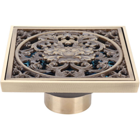 Siphon de sol en cuivre Antique 10x10cm, Anti-odeur, pour salle de bain, Anti-colmatage, pour hôtel (1/5)