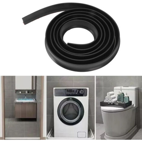 Ruban de séparation d'eau Flexible et auto-adhésif, douche TPE, séparation humide et sèche, accessoires de salle de bains, 3 mètres, noir (1/5)