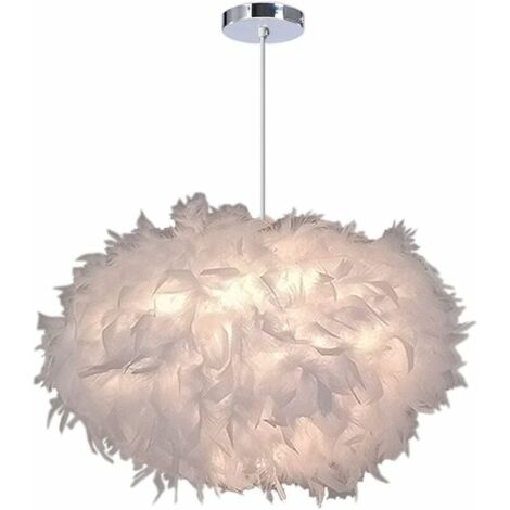 Lustre Suspension Moderne Lustre Ovale en Plumes Blanche Suspension Luminaire pour Chambre, Ø 40cm, Hauteur 25cm - RWSuspension (1/5)