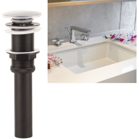 Bouchon de vidange d'évier de salle de bains en acier inoxydable, bouchon de vidange antirouille, tuyau de vidange antirouille, noir mat (1/5)