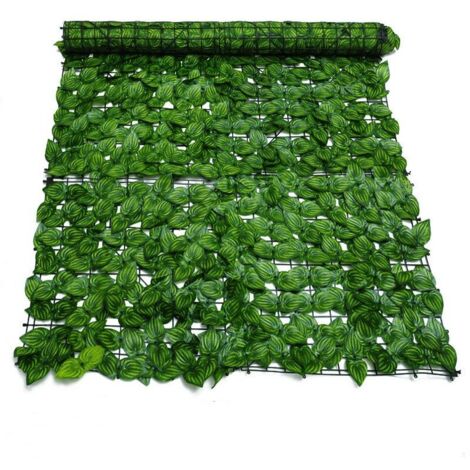 Haie artificielle,Clôture Artificielle de Feuilles de Lierre artificielles, Écran de clôture antivol de Jardin extérieu,Mur Vegetal clôtures décoratives Faux Fond d'écran d'herbe,300x100cm (Feuille de