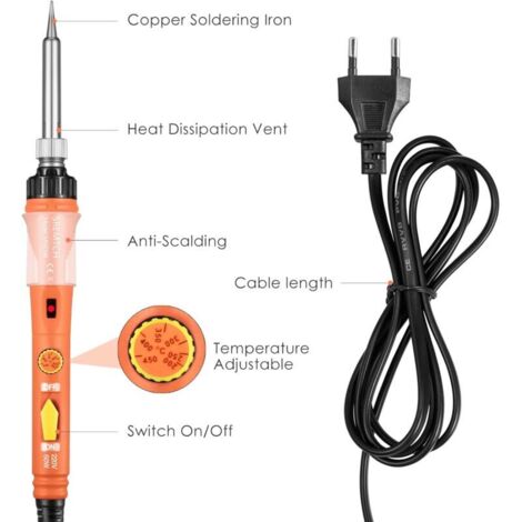 Fer à Souder Set 60W Kit de Soudage Électrique Interrupteur On/Off, Fer