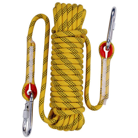 Corde de sécurité d'escalade extérieure de 30 m Corde de sauvetage d'alpinisme anti-déchirure, corde de diamètre de 12 mm pour la randonnée Jaune - RWCorde escalade