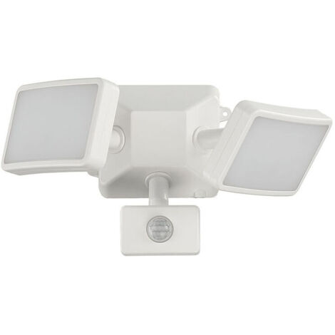 Lampes de sécurité pour l'extérieur avec détecteur de mouvement, projecteur à LED 1600LM avec PIR, double éclairage de sécurité blanc froid pour l'extérieur alimenté par le secteur, lampes ex - RWProj