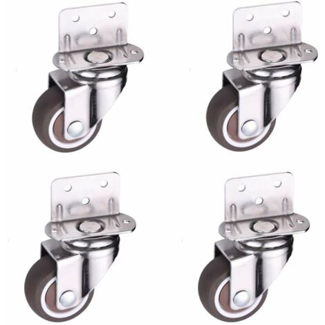 4 Pcs Petite roulettes pivotantes, 25mm roulette pour meuble, roulette en L pour lit de bébé, armoire, meubles, table, capacité de chargement 11kg par roue (1/5)