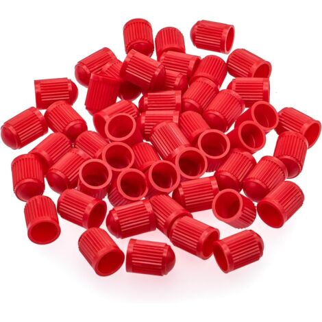 100 bouchons de valve de pneu avec joints toriques, adaptés aux vélos, voitures, motos, SUV et camions (rouges) (1/5)