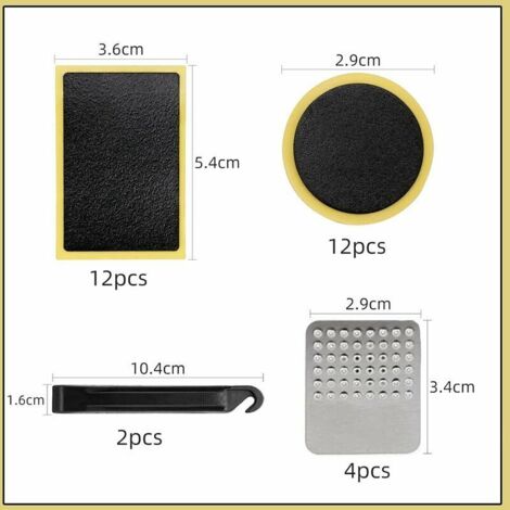 Kits de réparation de chambre à air de vélo (démonte-pneus, rustine de pneu, râpe métallique) Solutions en caoutchouc pour vélo Outils de réparation de crevaison/équipement pour changement de pneu de