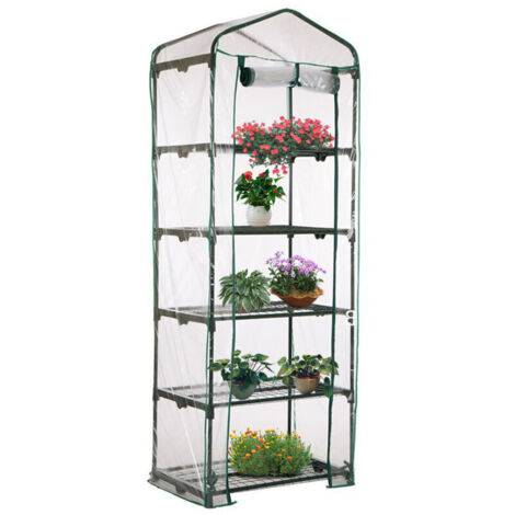 Housse de serre à 5 étages en PVC - Housse de rechange pour mini serre de jardin pour intérieur ou extérieur (support en fer non inclus) (1/5)