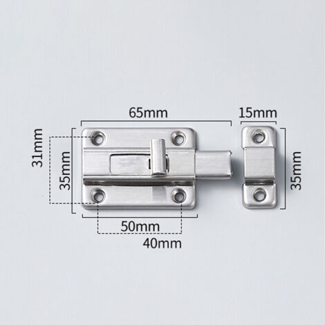 Jeu de 2 boulons de porte, serrure de porte antivol en acier inoxydable (1/5)