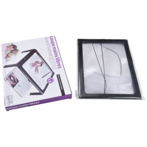 A4 Pleine Page Loupe de Lecture Loupe Sur Pied Rectangulaire Mains Libres avec 4 LED Lampe Lentille de Grossissement 3X pour Lire pour les Personnes âgées Les Aînés et Les Malvoyants de