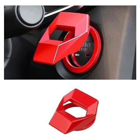 Couvercle de bouton d'arrêt du moteur, bouton de commutation d'arrêt de démarrage du moteur de voiture, décoration de commutateur de moteur de voiture autocollante (rouge) (1/5)
