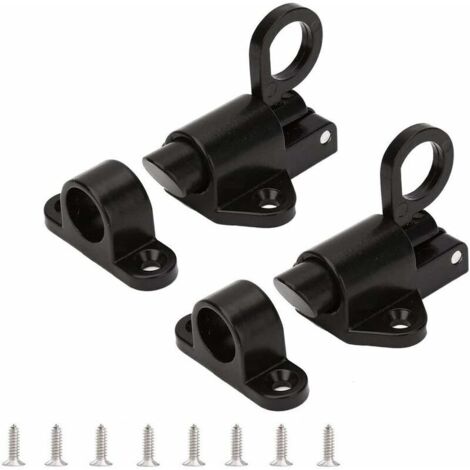Serrures de porte 2 pièces-serrures de sécurité automatiques pour portes de fenêtre-loquet à ressort (noir) (1/5)