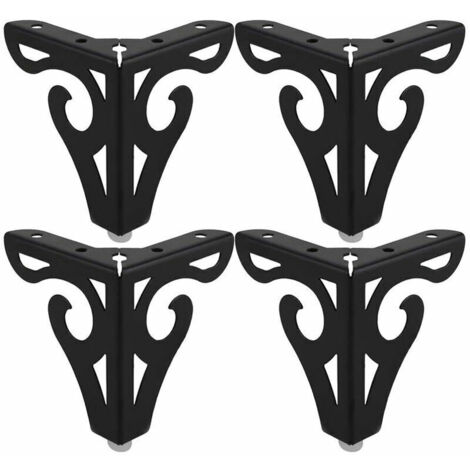 4 Pièces Pieds de Table Basse de Style Européen en Fer Pied de Meuble de Bricolage 10cm de Hauteur avec Vis - Noir