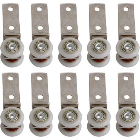 6,5 x 1,9 cm Coude de conduit en métal Roulement Bloc de poulie avec deux Plastique de roue pour porte coulissante fenêtre Cabinet(10 pièces) (1/5)