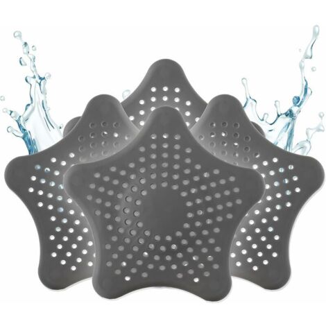 Tamis d'écoulement Universel en Silicone - 3+1 Tamis à Cheveux Gratuit - Tamis de Douche avec Attrape-Cheveux - Tamis d'écoulement pour Douche, lavabo, Baignoire et Cuisine(gris) (1/4)