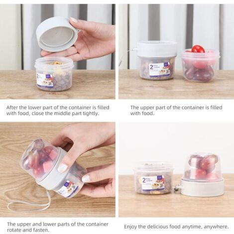 Pot Yaourt Céréales Emporter Pot à Yaourt Et Céréales 150 Ml + 150 Ml - Récipient Avec Cuillère Pliable, Hermétique, Pour Collation, Bureau, Voyage Tupperware Yaourt