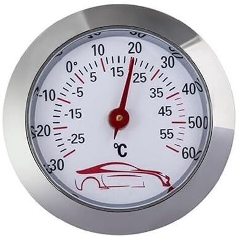 Thermomètre Mini Thermomètre de Voiture -30 à 60 ℃ Jauge de Test de température intégrée Indicateur de Compteur Cadran Rond de 43 mm - Moniteur de température analogique (1/5)