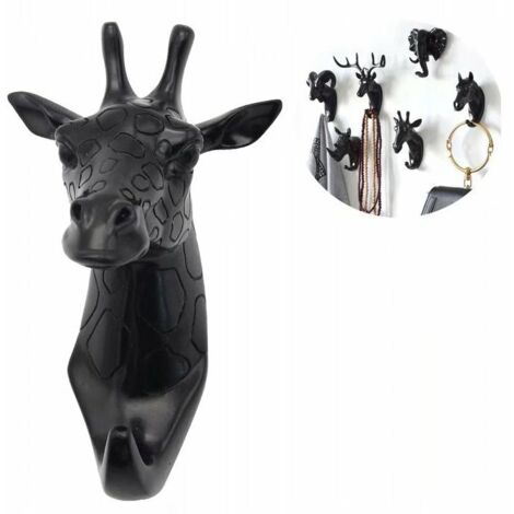Porte-manteau et porte-manteau Porte-serviettes Crochet mural Porte-manteau Animal Clé Girafe noire(