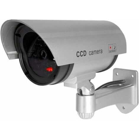 argent Fausse sécurité fictive Caméra CCTV imperméable à l'eau IR LED Surveillance intérieure extérieure (1/5)