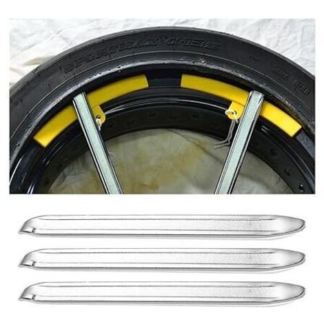 Démonte-pneu 3 pièces, levier de pneu de vélo en métal, levier de pneu de scooter, levier de pneu en acier métallique de voiture moto, outil de réparation pour retirer ou remplacer les pn (1/5)