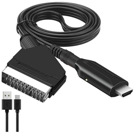 Adaptateur péritel vers HDMI, convertisseur péritel vers HDMI avec câble HDMI pour TV Full HD 720P/1080P, audio vidéo pour lecteur DVD Blu-ray STB VHS Xbox PS3