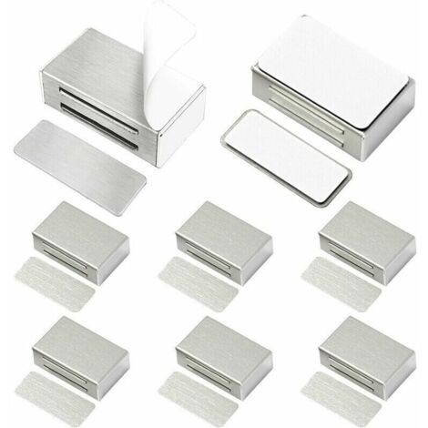 Aimant de Porte Placard Adhesif Lot de 8 Loquets Magnétiques de Porte Mise à Jour sans Vis sans Perçage pour Placard de Cuisine Aimant Fermeture Puissant pour Tiroir, Armoire, des Meubles, etc (1/5)
