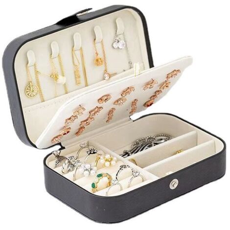 Boite à bijoux, boite de rangement bijoux de voyage femme, boite de rangement bijoux femme, petite boite de rangement bijoux, peut ranger bagues, boucles d'oreilles, boucles d'oreilles, colliers, brac (1/5)