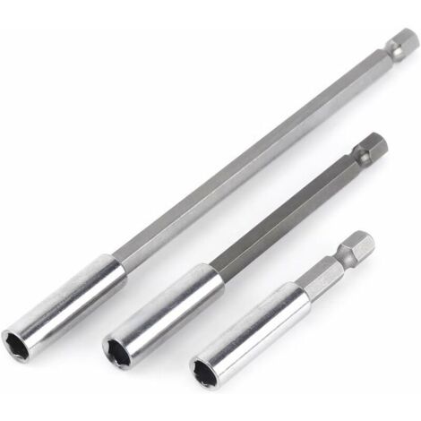 3pcs 1/4" 60/100/150mm Perceuse lectrique Tournevis Embout Hexagonal Titulaire de Bits Extension Bar Porte-Bit Foret Magnétique Outil de la Tige (1/5)