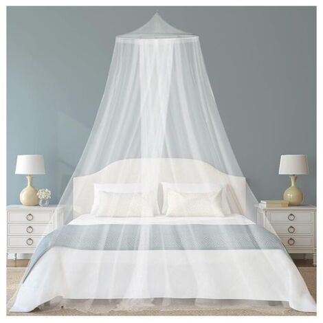 Moustiquaire de lit, ciel de lit, moustiquaire pour lit simple/lit double, moustiquaire pour lit adulte/fille/bébé/enfant, moustiquaire universelle pour lit king size blanche 0,6 x 2,5 x