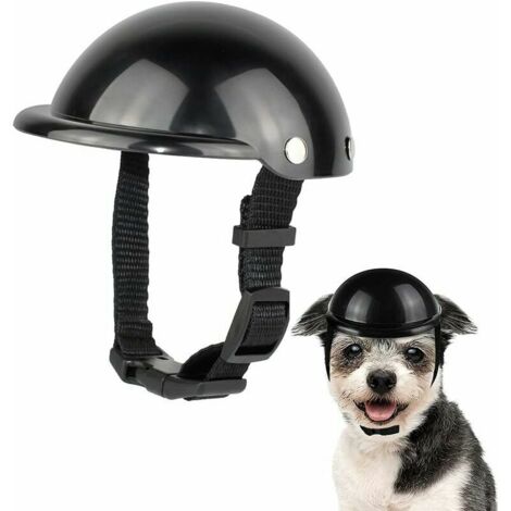 Chapeau de Motos pour Chiens, Casque de Moto pour Animaux, Casque pour Animaux Compagnie, Ajustable Casque pour Chien, Casque pour Chiens, pour Petits Chiens, Chats (Noir, M) (1/5)